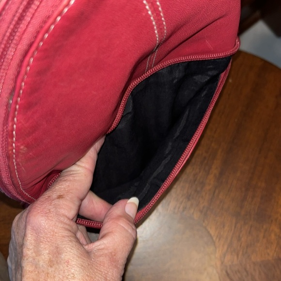 Tignanello  Backpack Mini  bag  genuine leather  Red wear as sling back  10” EUC - Picture 13 of 17